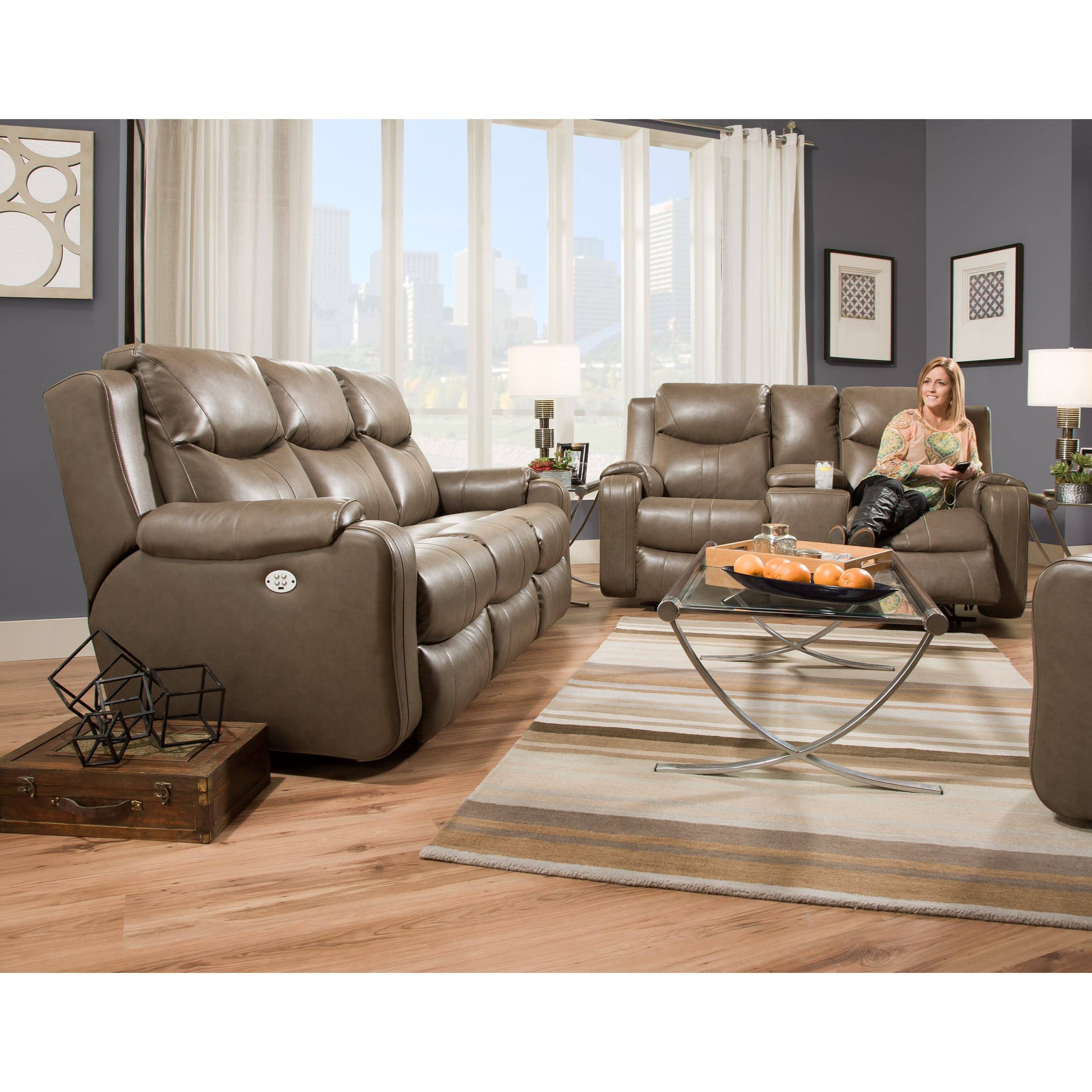 Southern Motion Marvel Double Reclining Sofa with Console